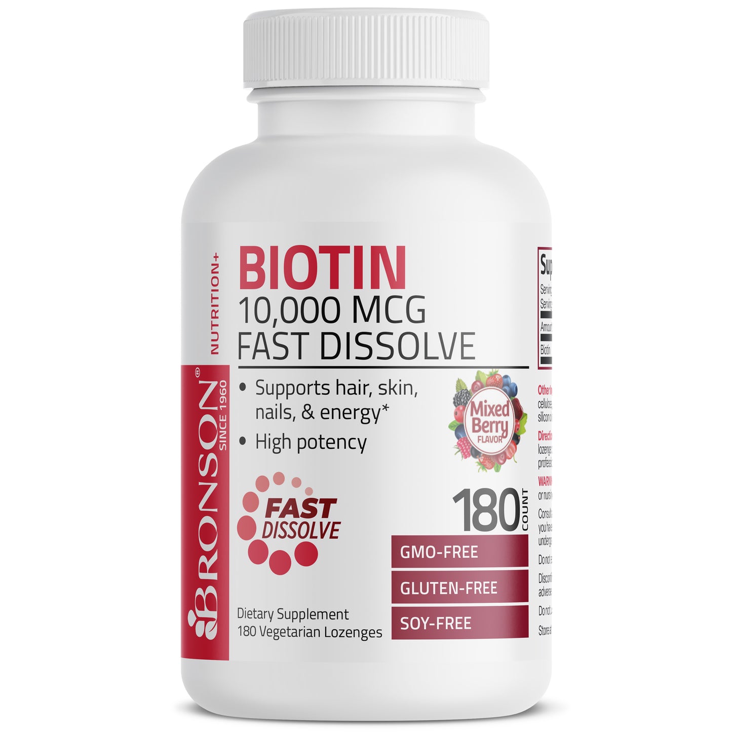 Bronson Biotin Fast Dissolve for Hair, Skin, and Nails Health 10000mcg 180CT