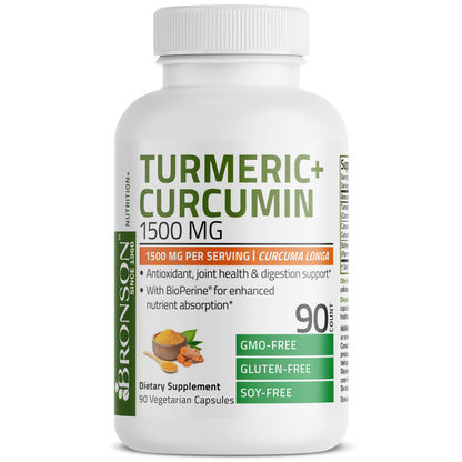 Bronson Turmeric Curcumin for Join Support, Antioxidant, Anti inflammatry, Detoxification and Boost Immune System 1500mg 90CT