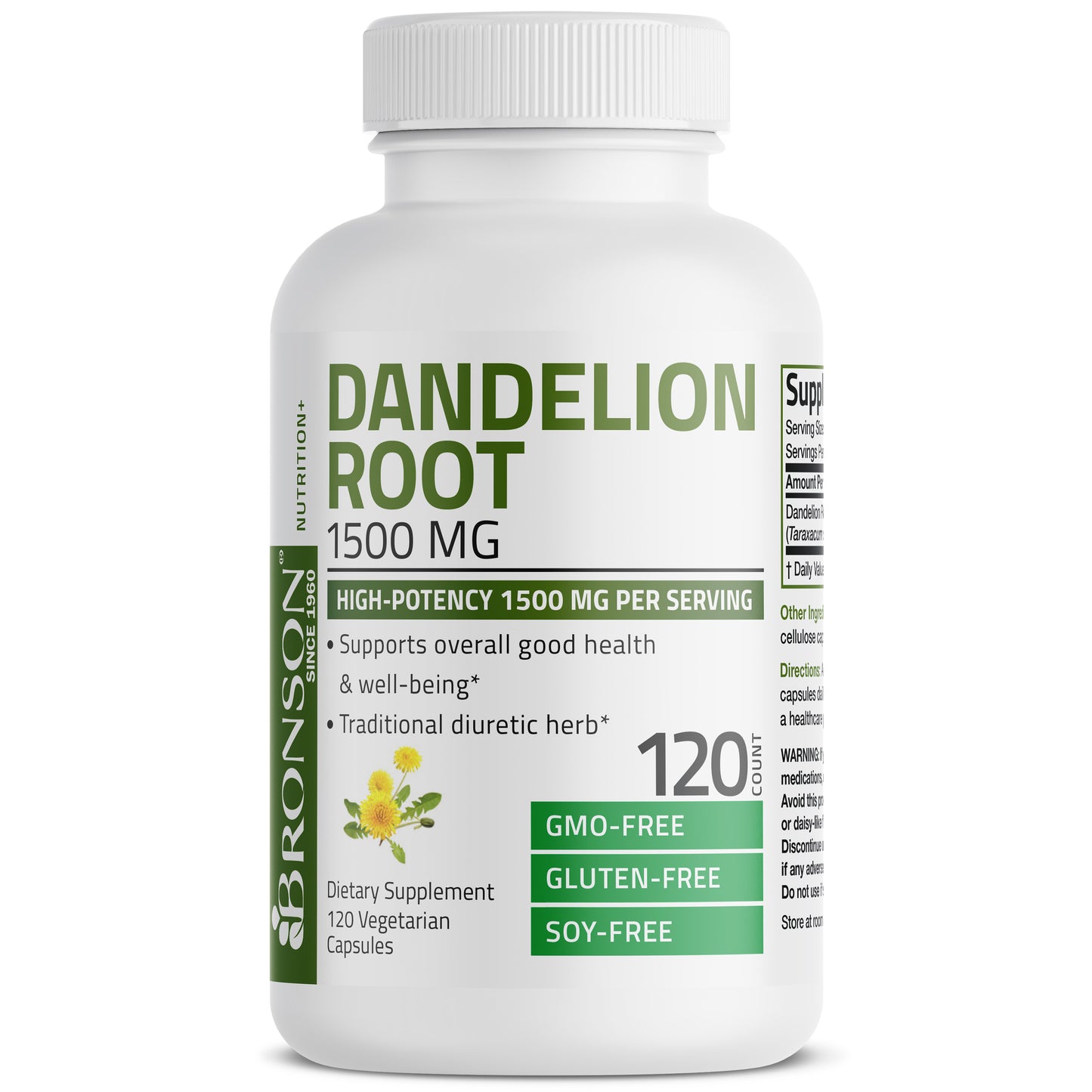 Bronson Dandelion Root for Kidney and Liver Health Detox 1500mg 120CT