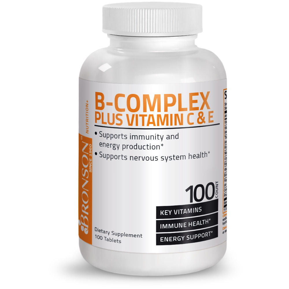 Bronson B-Complex Plus Vitamin C & E Non-GMO (100 Tablets)