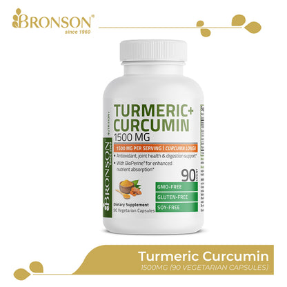 Bronson Turmeric Curcumin for Join Support, Antioxidant, Anti inflammatry, Detoxification and Boost Immune System 1500mg 90CT