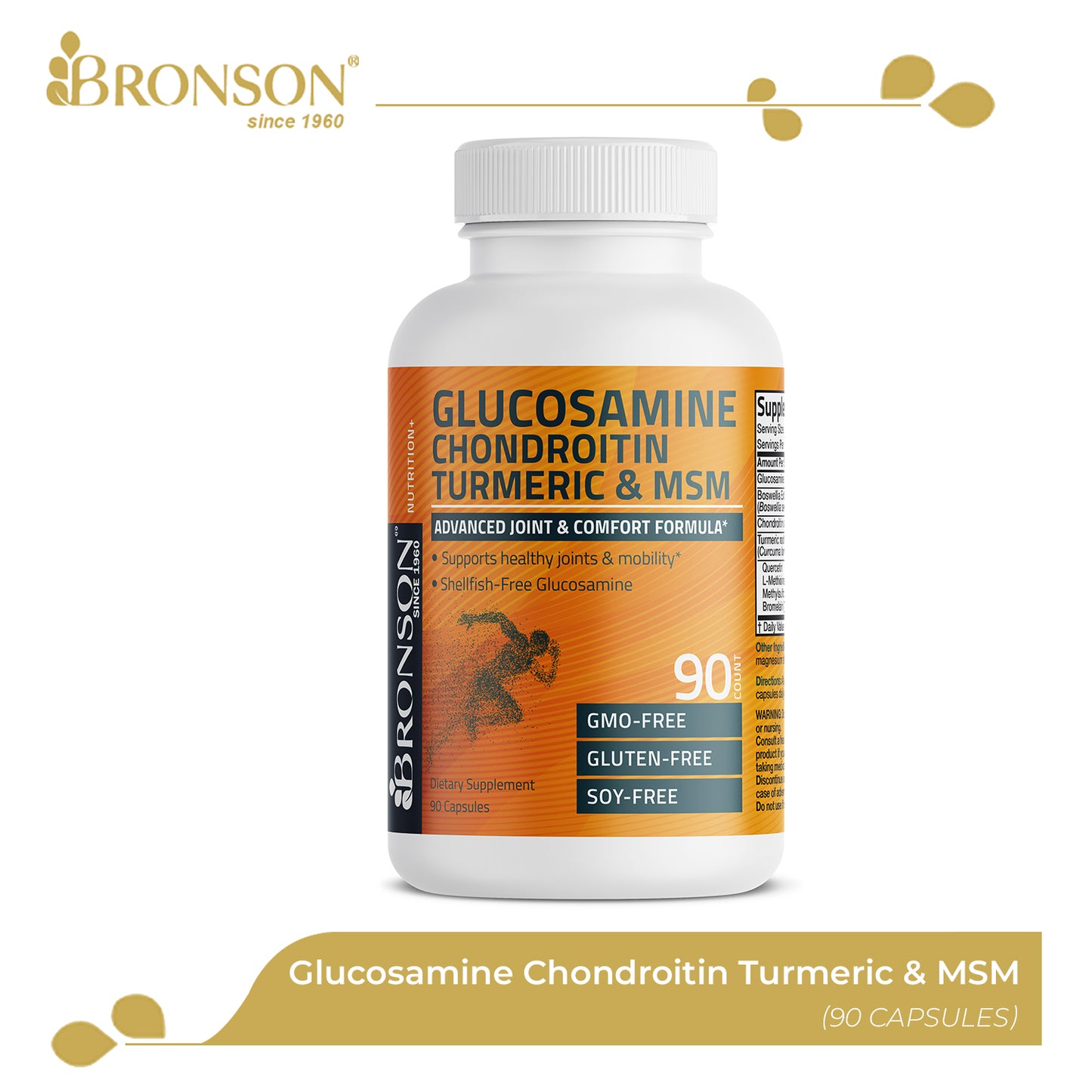 Bronson Glucosamine Chondroitin Turmeric & MSM for Joint, Bone, Muscle Support 90CT