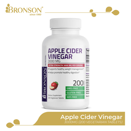 Bronson Apple Cider Vinegar for Weight Management, Improves Digestion and Gut Health 3000mg 200CT