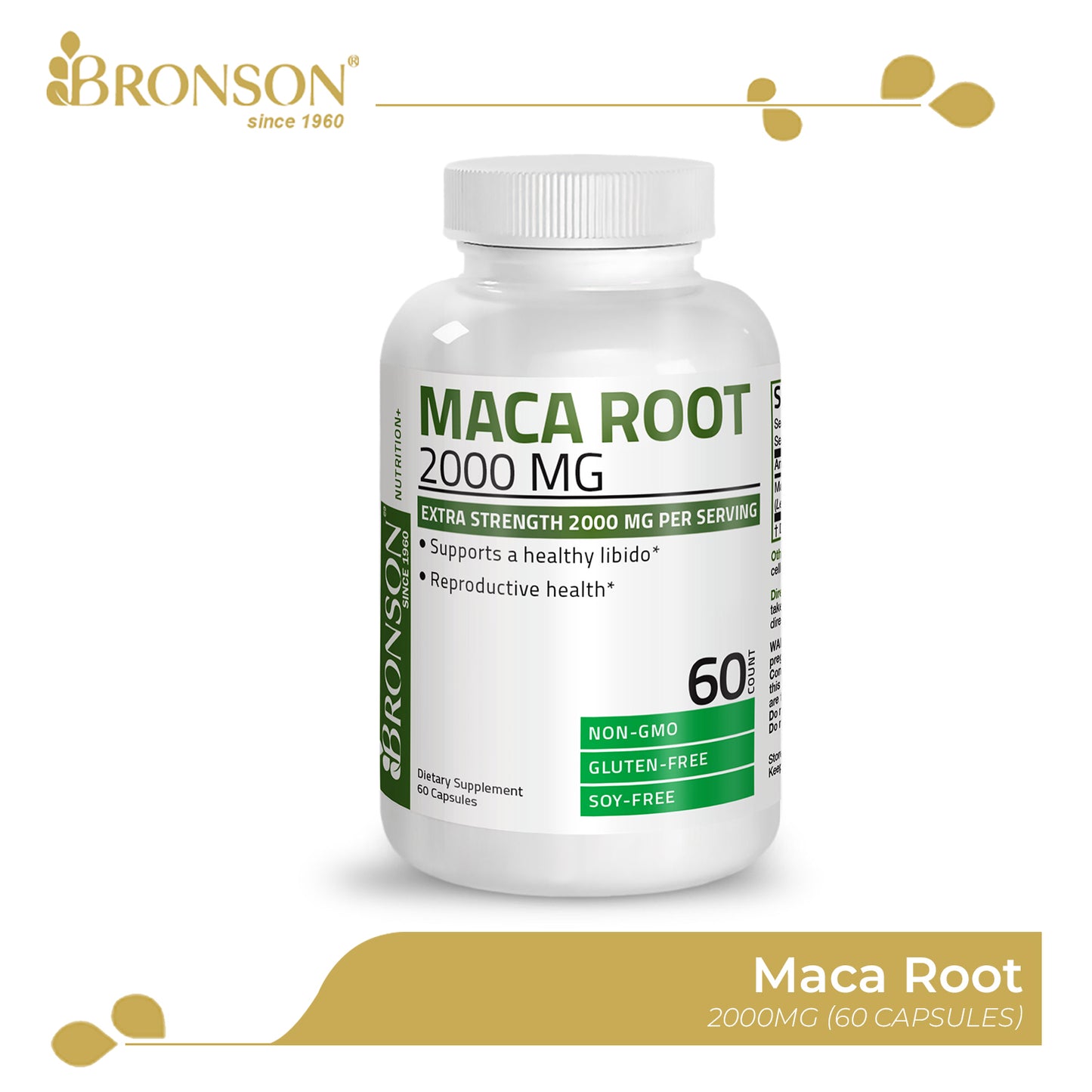 Bronson Maca Root 2000mg for Energy, Stamina, Endurance, Reproductive Health 60CT