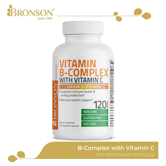 Bronson Vitamin B-Complex with Vitamin C for Energy and Immunity 120CT