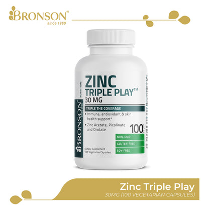 Bronson Zinc Triple Play for Immune System Support 100CT