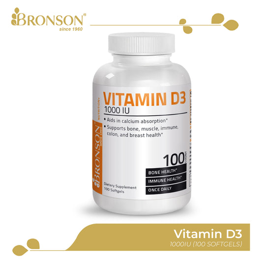 Bronson Vitamin D3 1000IU for Immunity and Bone Health 100CT