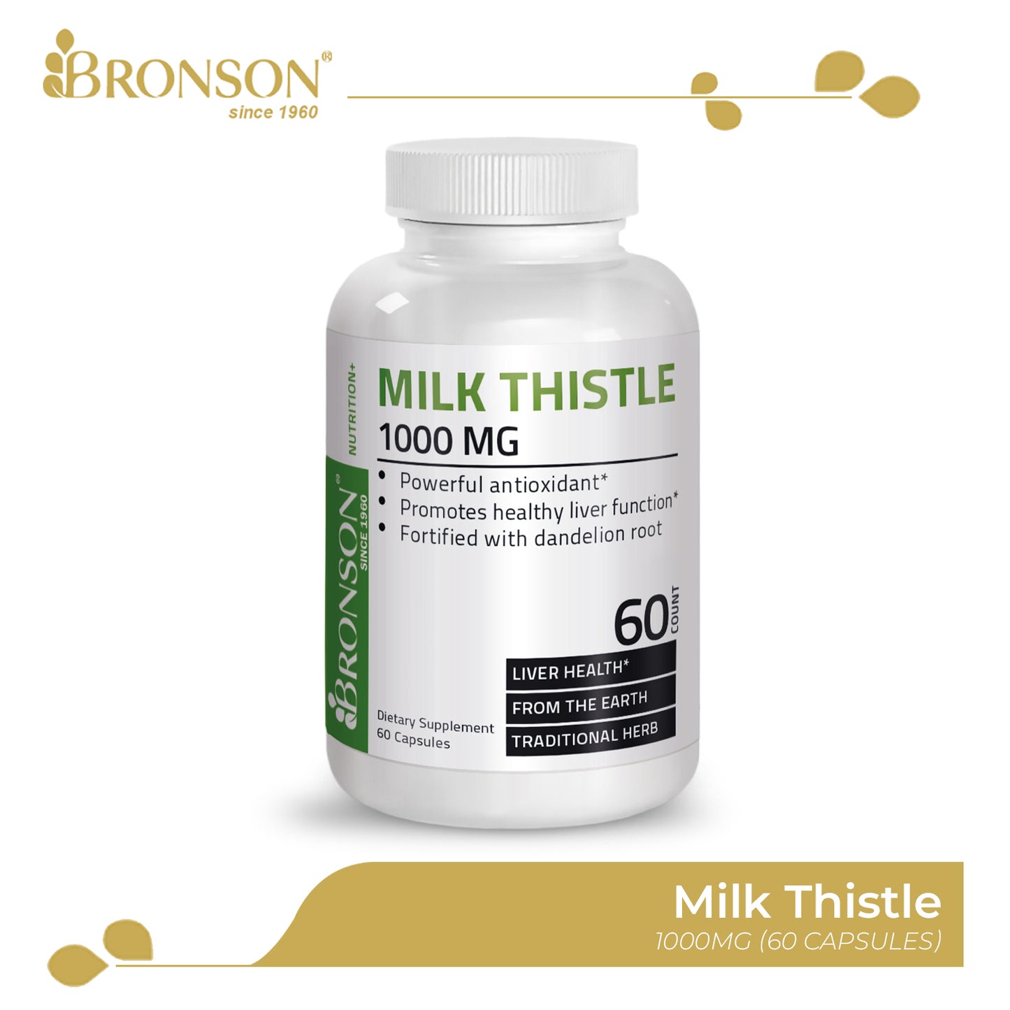 Bronson Milk Thistle for Liver Health, Liver Cleanse, Liver Detox 1000mg 60CT