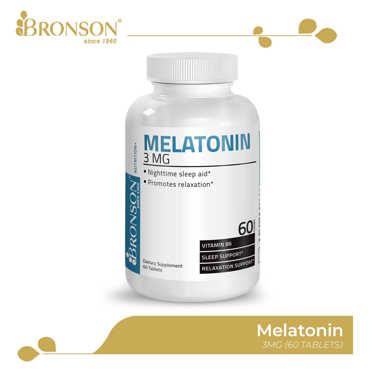 Bronson Melatonin for Sleep Aid Support 3mg 60CT