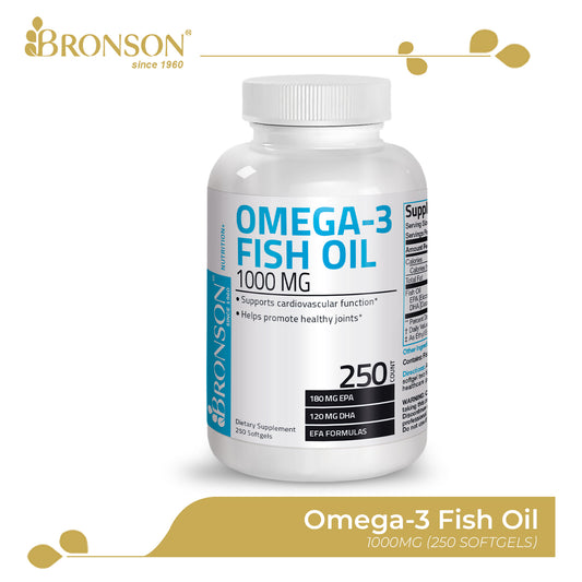 Bronson Omega-3 Fish Oil for Heart, Brain, Joints, and Blood Pressure 250CT