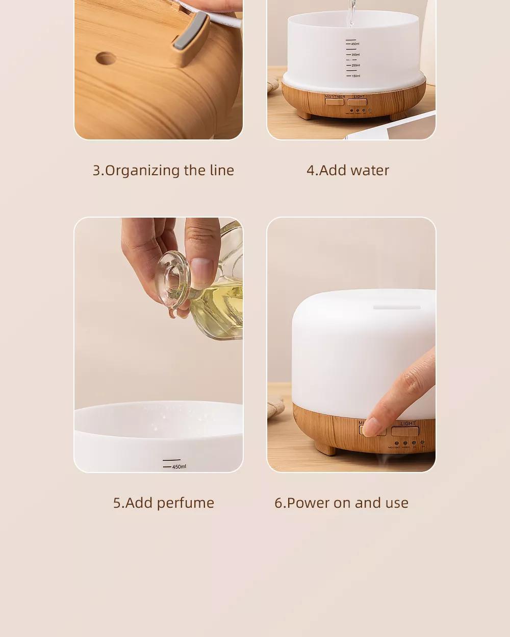 BeHealthy PureGlow 500ml Light Wood Humidifier and Diffuser for Aromatherapy