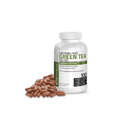 Bronson Green Tea Capsules Caffeine Free Provides Natural Antioxidant Protection 100CT