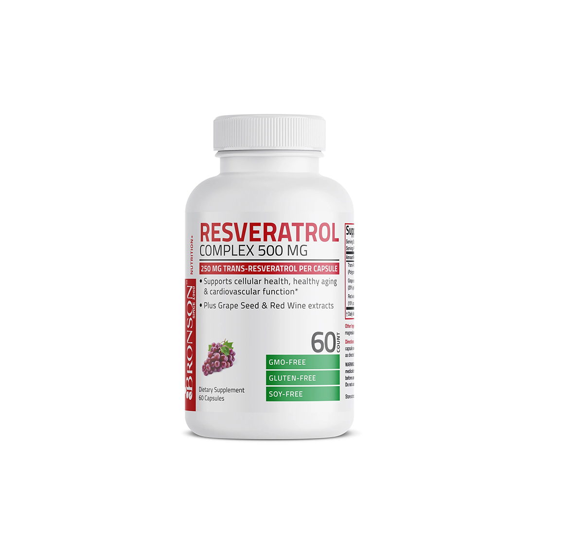 Bronson Resveratrol 250MG Trans-Resveratrol + Grape Seed & Red Wine Extract (60 Capsules)