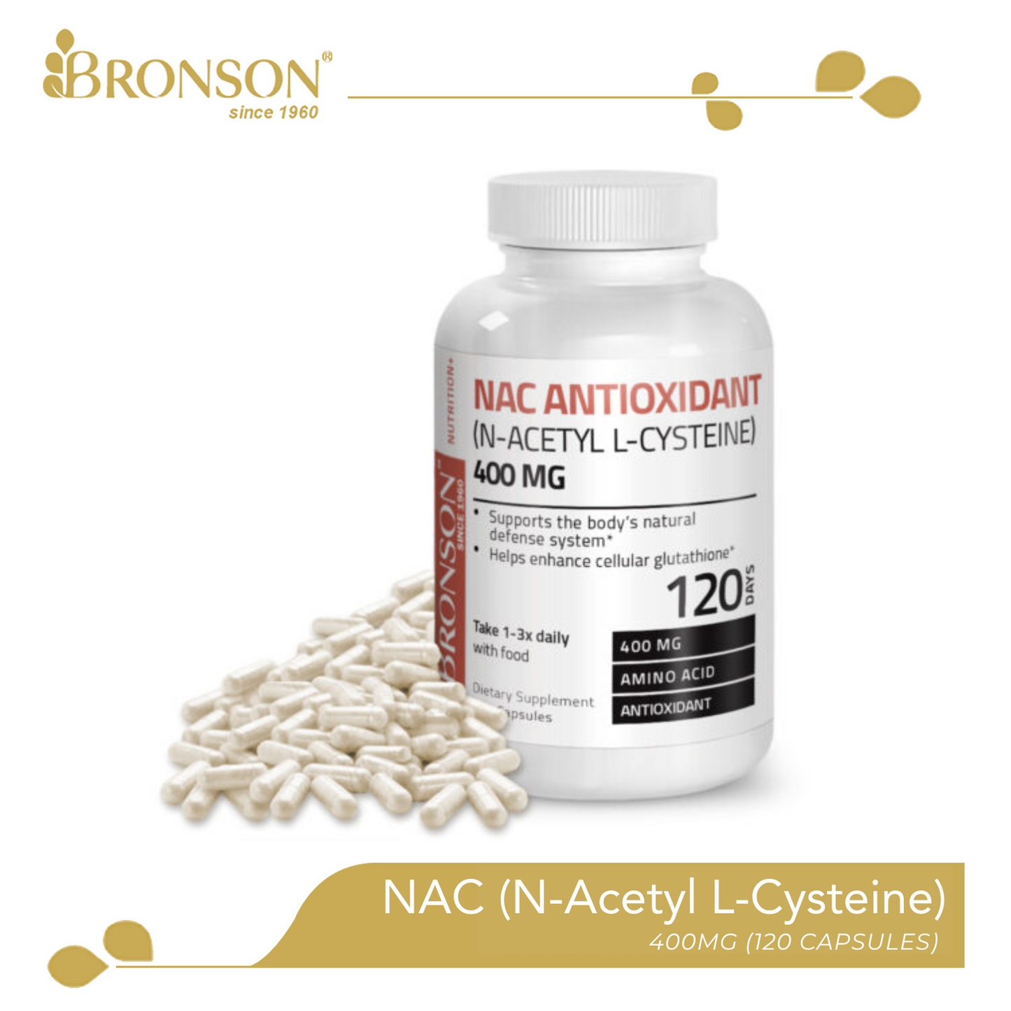 Bronson NAC N-Acetyl-Cysteine 400MG (120 Capsules)