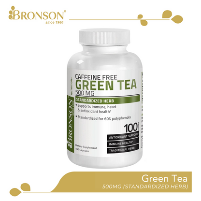 Bronson Green Tea Capsules Caffeine Free Provides Natural Antioxidant Protection 100CT