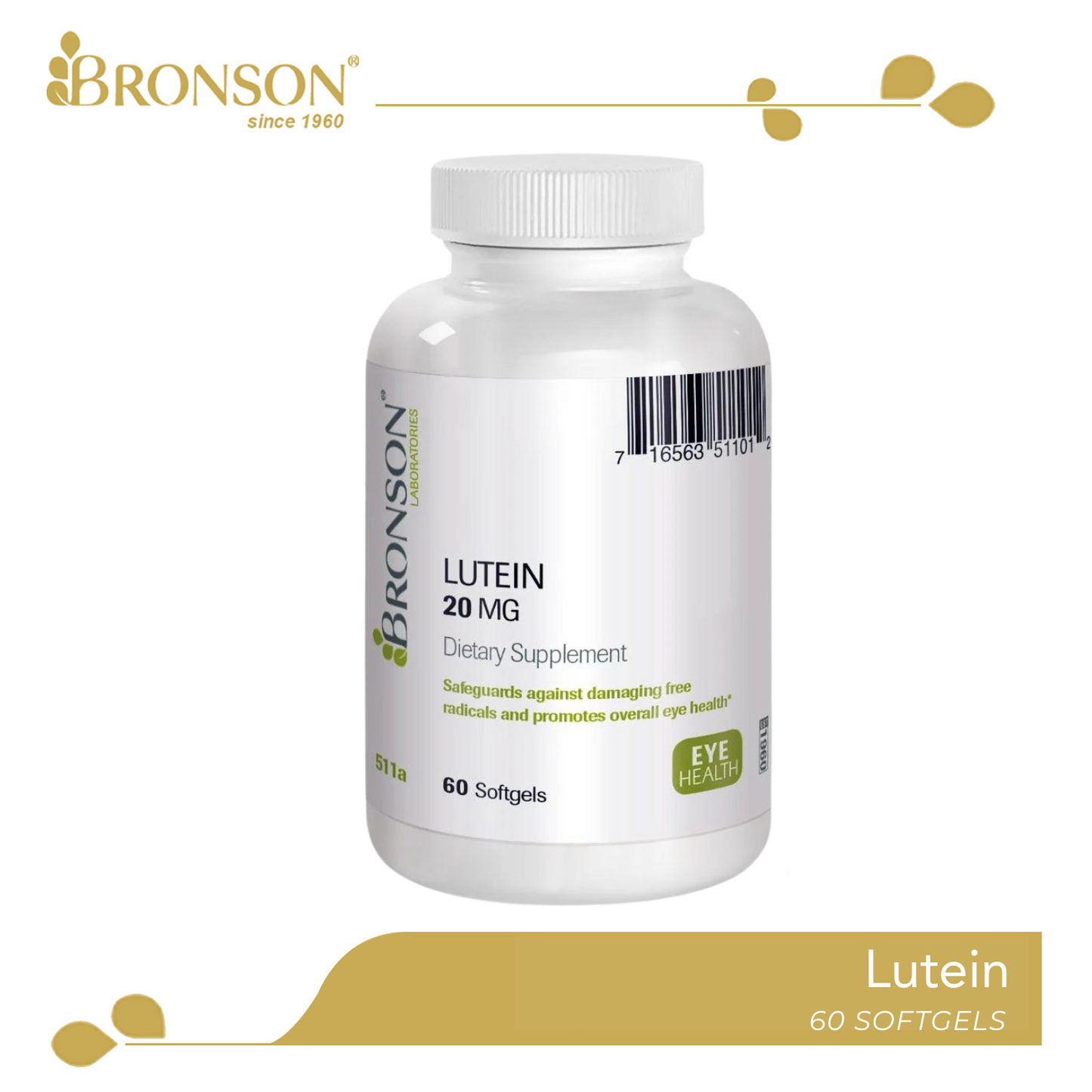 Bronson Lutein 20mg (60 Softgels)