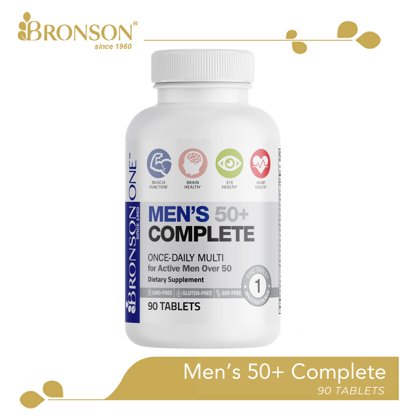 Bronson ONE Daily Mens 50+ Complete Multivitamin Multimineral 30 Tablets