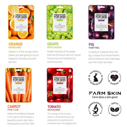 Farmskin Fresh Food Facial Sheet Mask Pore-Care Carrot