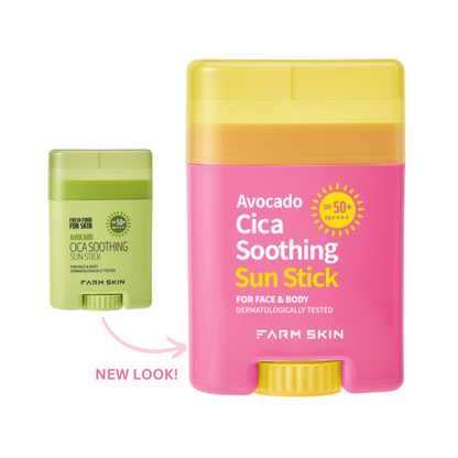 NEW FARMSKIN Fresh Food Avocado Cica Soothing Sun Stick SPF50 + PA++++ (For Face and Body, Dermatologically Tested)